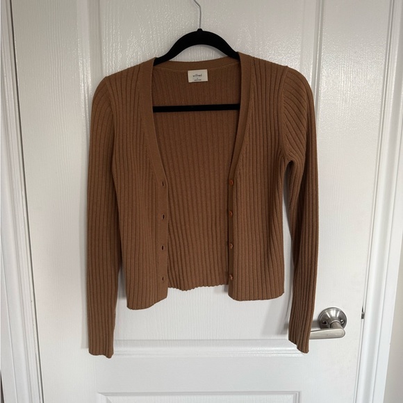 Wilfred Sweaters - Ribbed Brown Cardigan Sweater